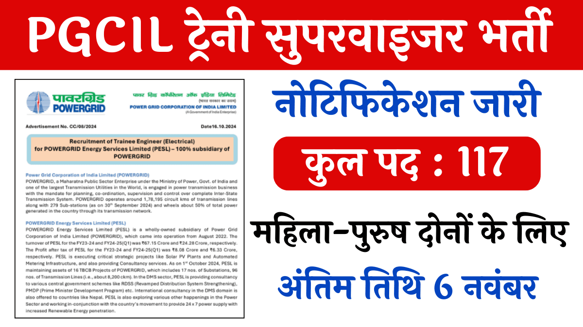 PGCIL Trainee Supervisor Vacancy